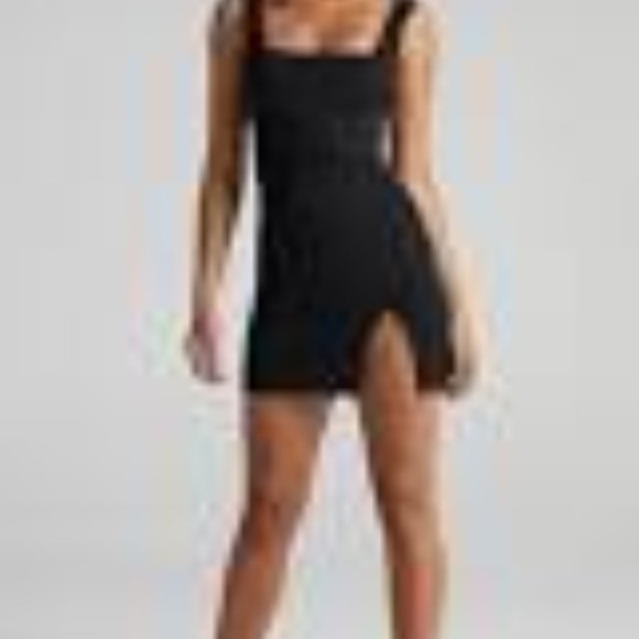 Showpo. Huges Black Square Neck Mini Dress - Picture 2 of 2